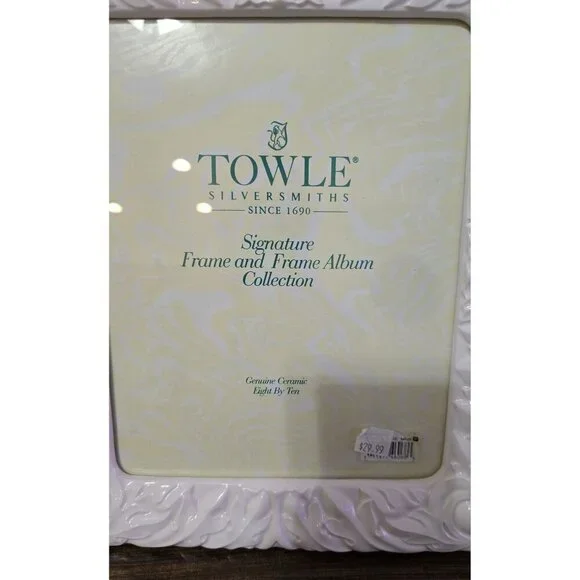 Towle Silversmiths White Ceramic 8x10 Signature Photo Frame With Elegant Embosse - Picture 2 of 7